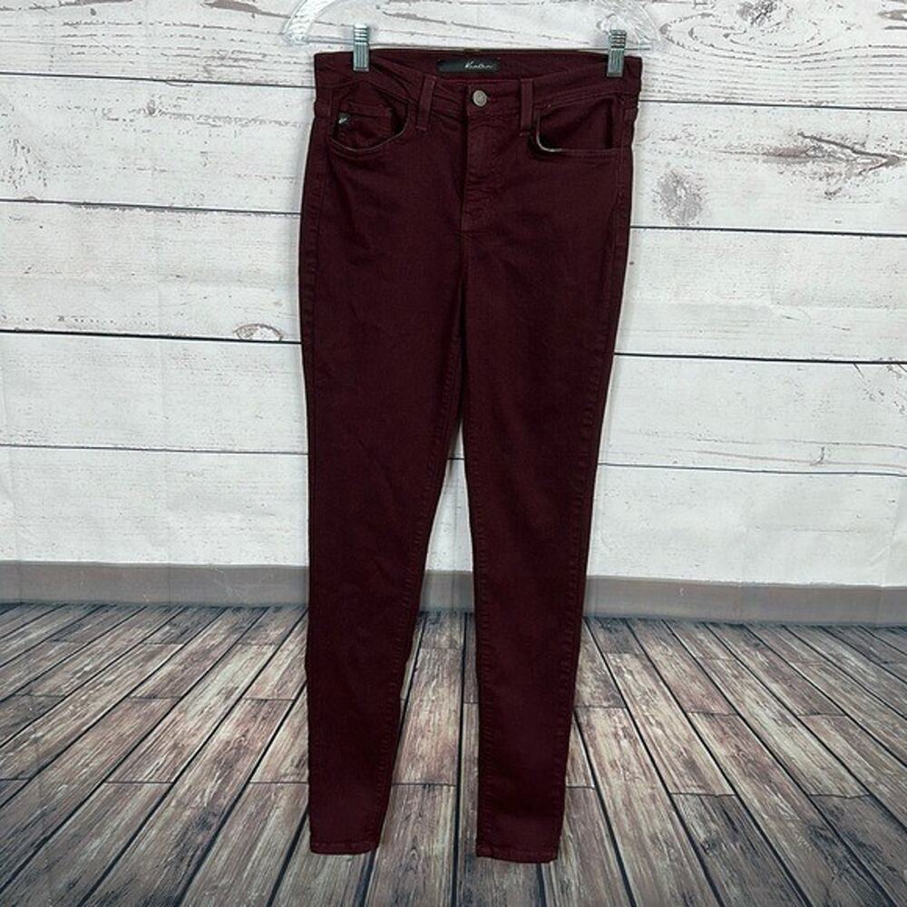 Kancan Jeans Womens 27 Burgundy Skinny Midrise Stretch Casual Jewel Fall‎
